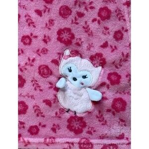 Le Bebe Favorite Baby Blanket Pink Owl Flowers Security Lovey Soft HTF